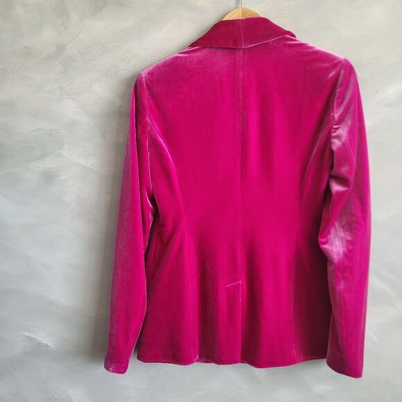 INC Bright Pink Sheen Oversized Blazer Velour Size XS - Picture 2 of 13